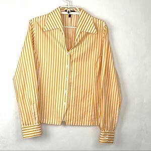 Audrey Talbott Striped V Neck Button Up size Small